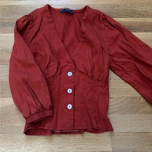 Women’s Shore Brand Red Puff 3/4 Sleeve Top Size Xs